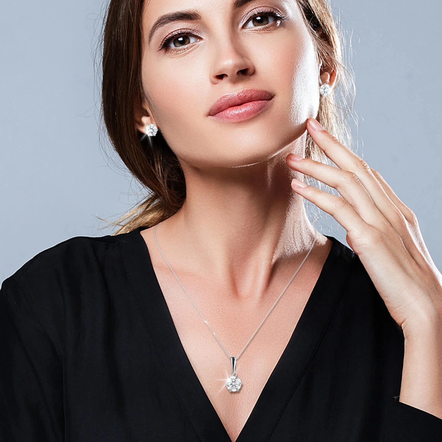 Stardust Moissanite Pendant & Earrings Collection - Image 2