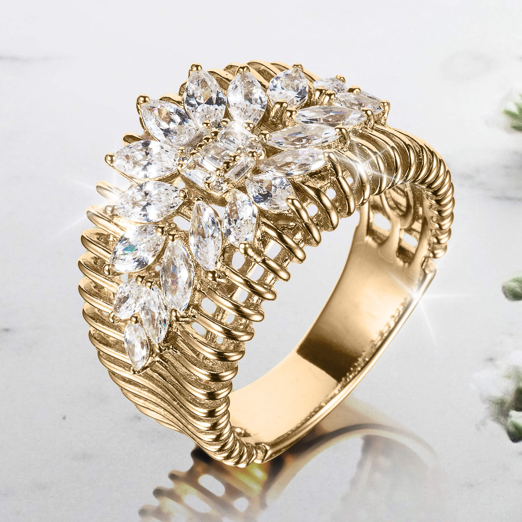 Sunburst Marquise Ladies Ring - Image 2