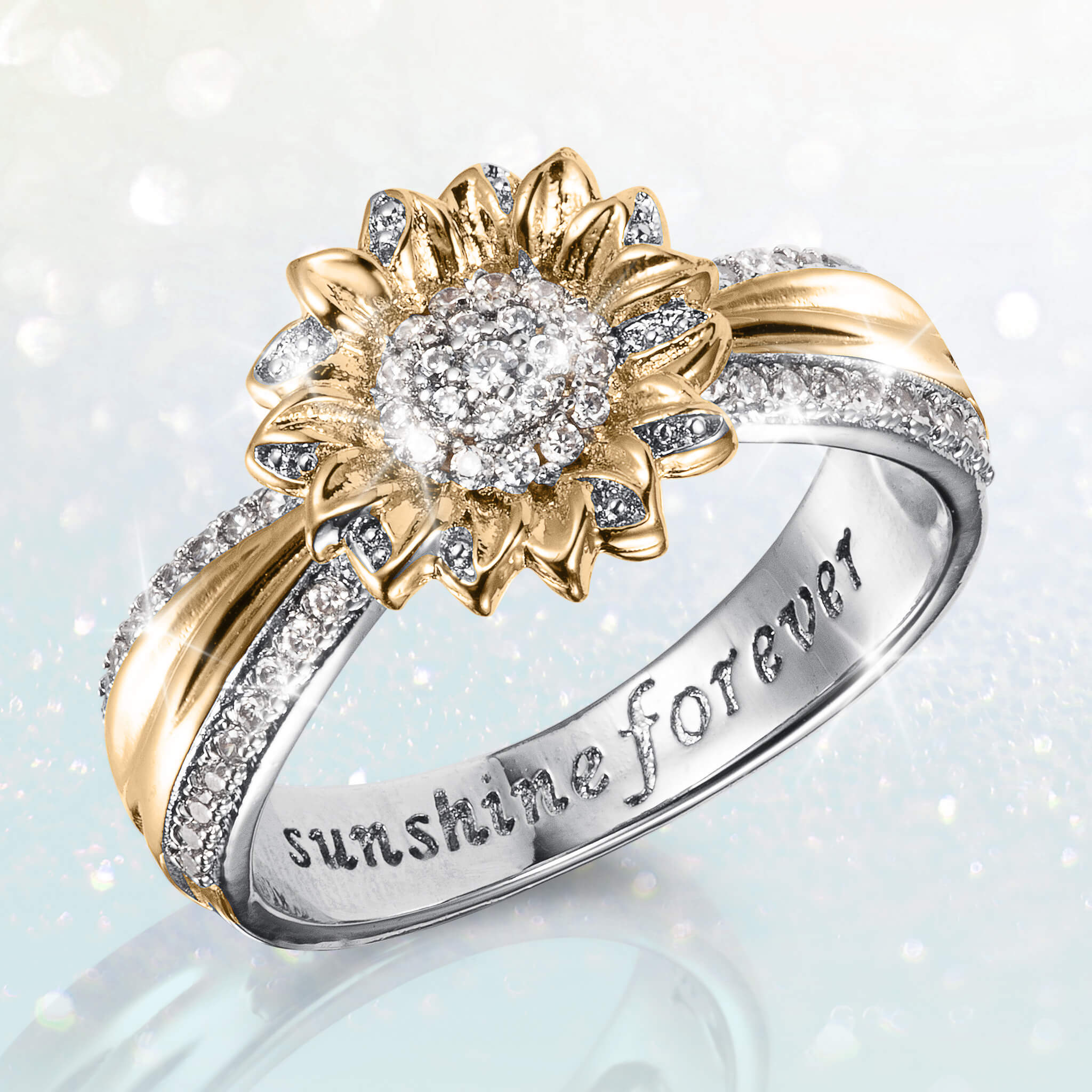 Sunlit Sunflower Trio Ring - Image 2
