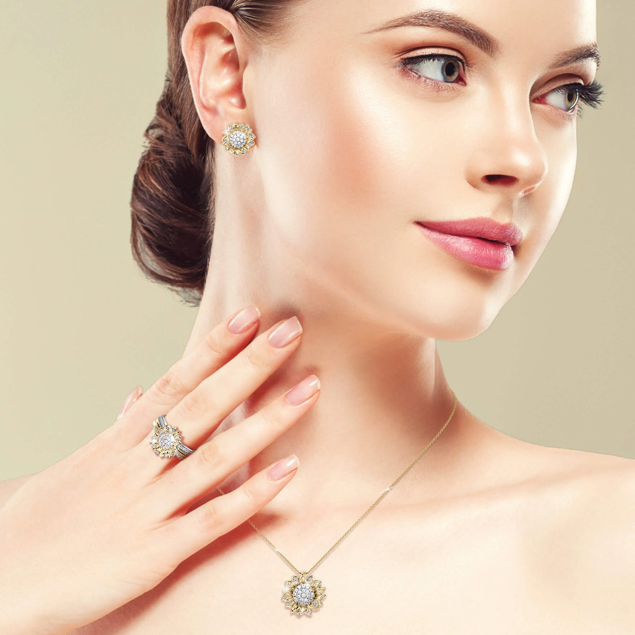 Sunlit Sunflower Trio Ring - Image 3