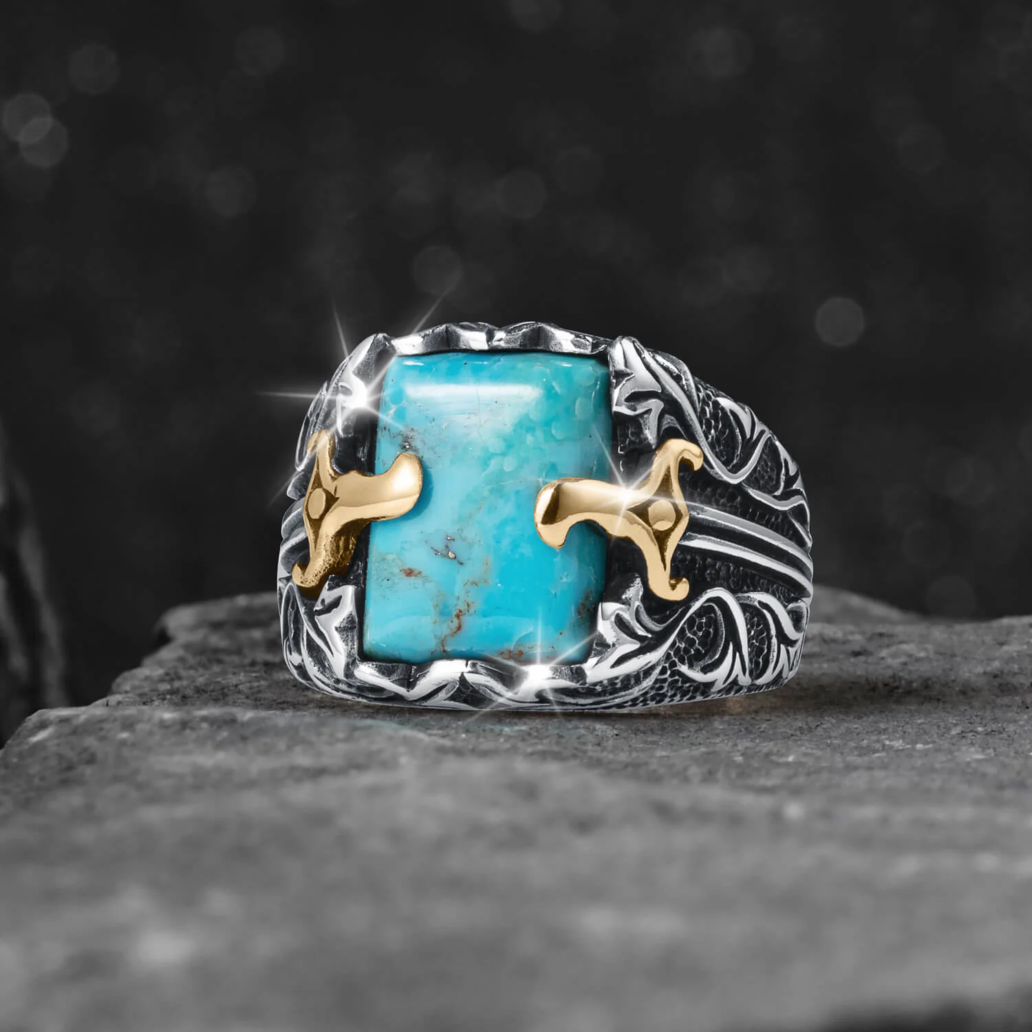 Turquoise Sabre Men's Ring - Image 2