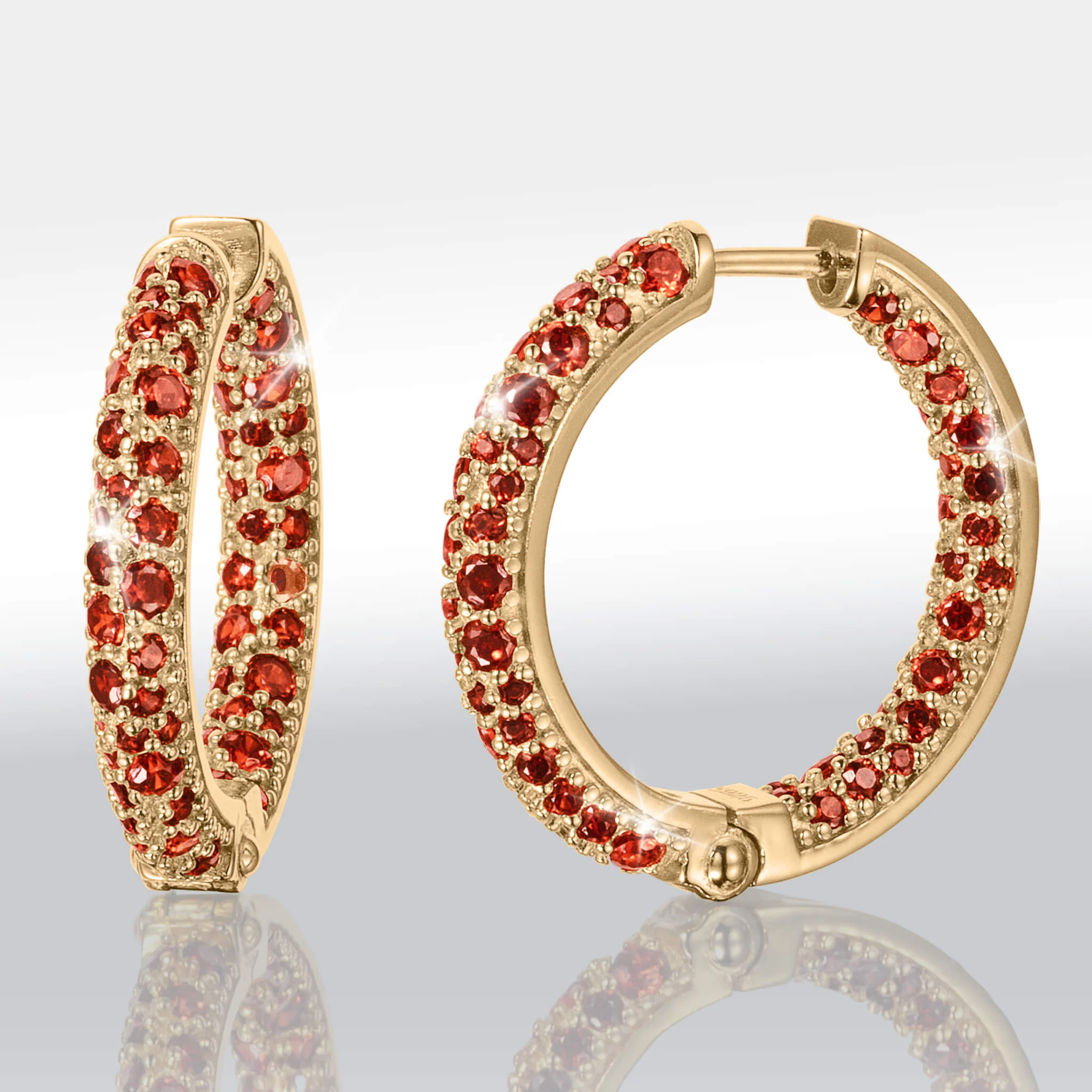 Twilight Prismatic Rich Red Hoop Earrings - Image 2