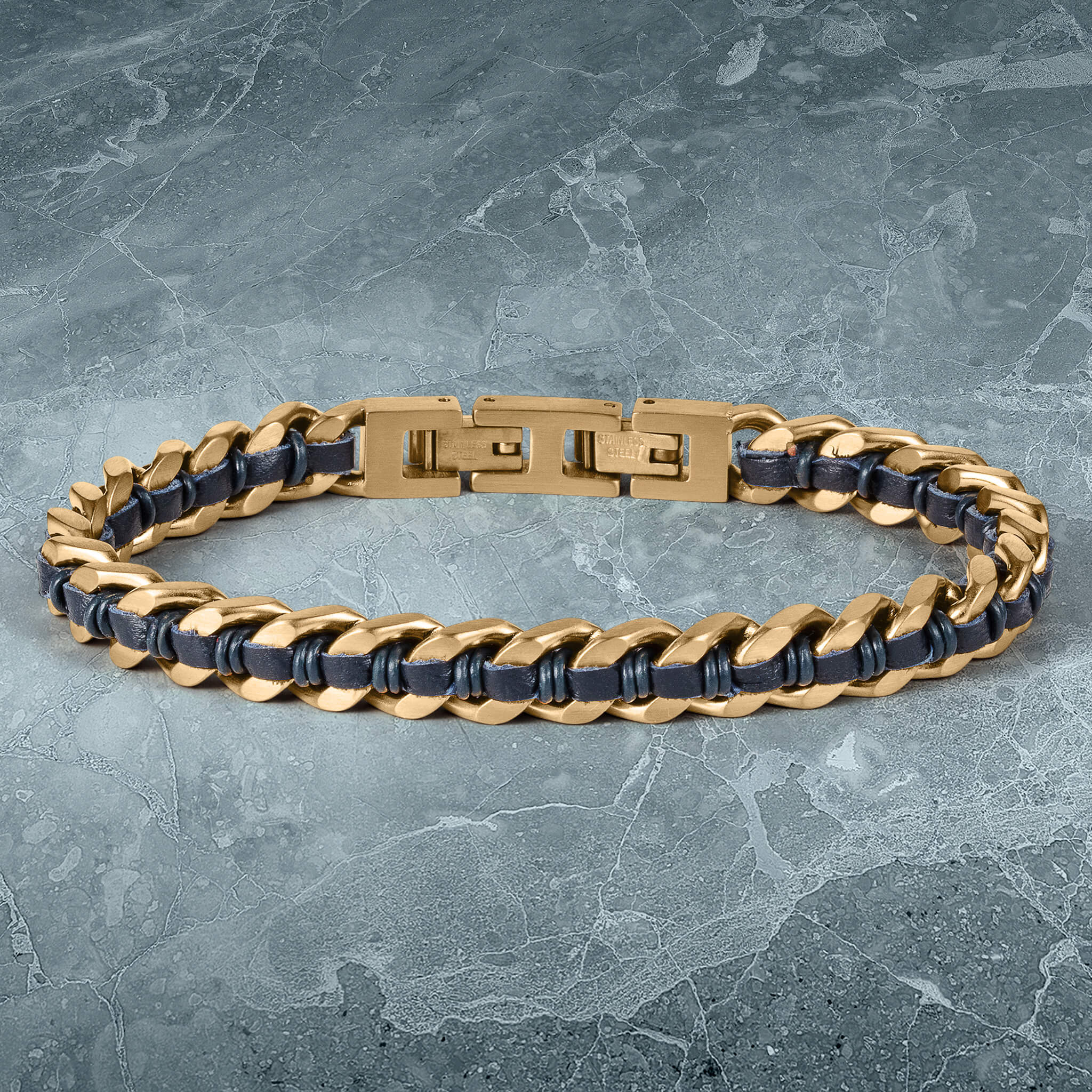 Woven Ridge Blue Men’s Bracelet - Image 2
