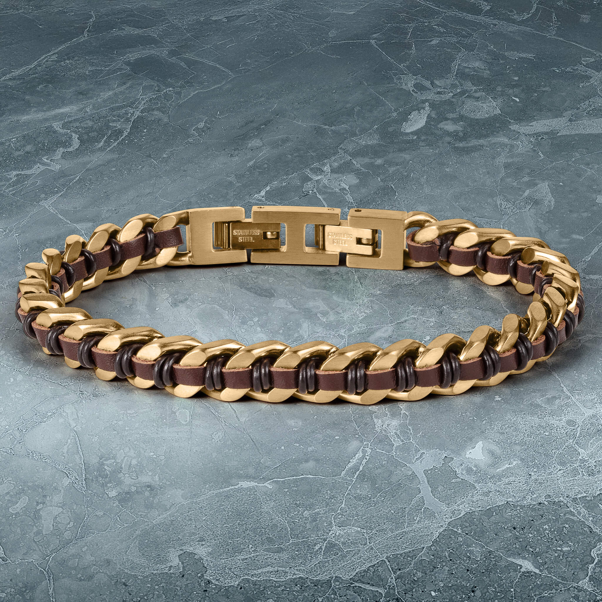 Woven Ridge Brown Men’s Bracelet - Image 2